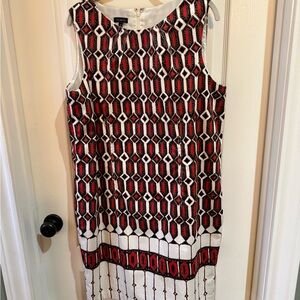 Talbots Red and Black Geometric Mini Dress
